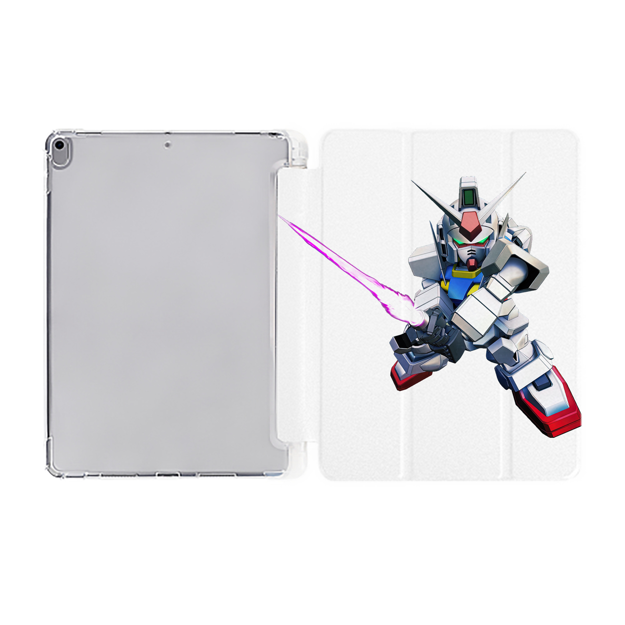 （画像用） 機動戦士ガンダム Mobile Suit Gundam IPad ケース ペン収納付き 三つ折りスタンド PUレザー×シリコン 対応機種9.5/10.5/10.9インチ